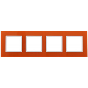 14-5104-22 Рамка на 4 поста, стекло, Elegance, оранжевый+бел (5/25/900) Б0034531