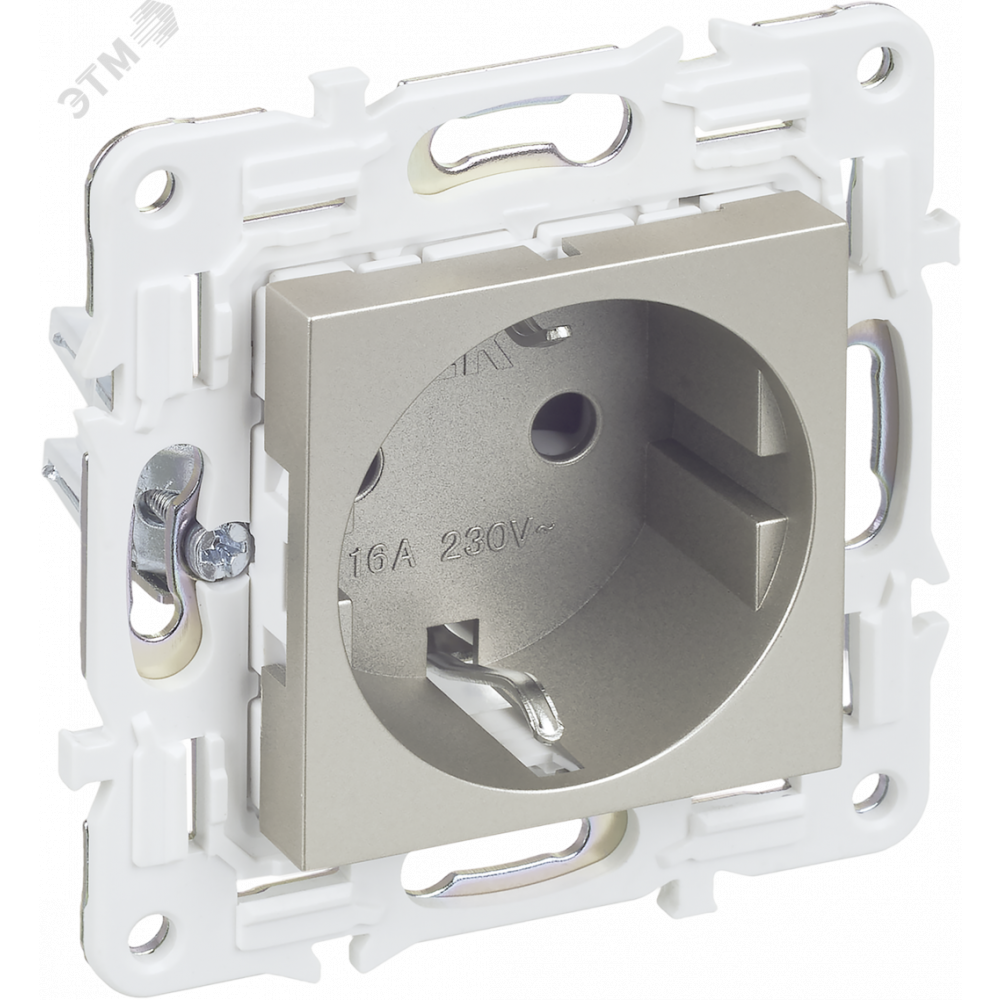 Изображение товара Розетка силовая с заземлением и защитными шторками 16А шампань IEK SK-R14-16-K37