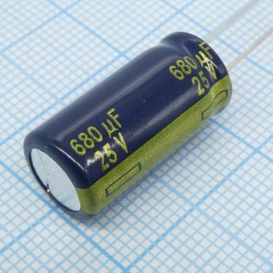 EEUFC1E681, Конденсатор радиальный алюминиевый 25В 680мкФ 10*20 105°C