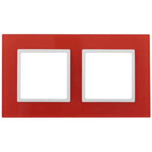 14-5102-23 Рамка на 2 поста, стекло, Elegance, красный+бел (5/50/1200) Б0034496
