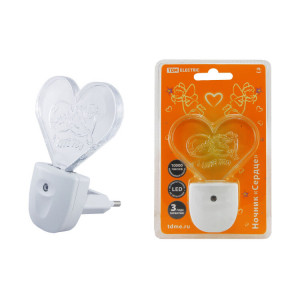 Ночник "Сердце" с датчиком света,светодиодный, 0.3 Вт 220 В SQ0357-0008