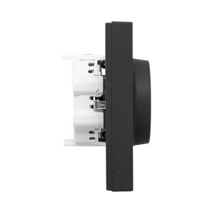 Механизм розетки двойной, 16А, с заземлением, со шторками, с рамкой, ч-рный Эпика EKF UP1-SOB-211