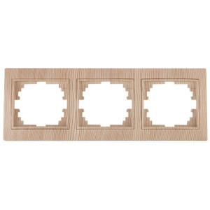 Рамка для розеток и выключателей Plano 1-503-11 на 3 поста горизонтальная, СУ, сосна Б0030101