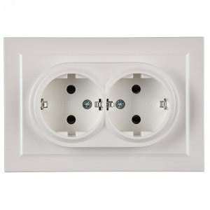 Розетка 2-м СП BRITE РС12-3-БрЖ 16А в сборе с заземл. без защ. шторок жемчуж. BR-R21-16-K36-F