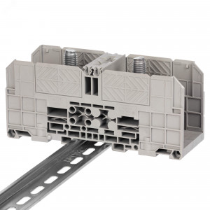 Клемма проходная, болтовой зажим, 2 точки подключения,  185 кв.мм, серая FER-185