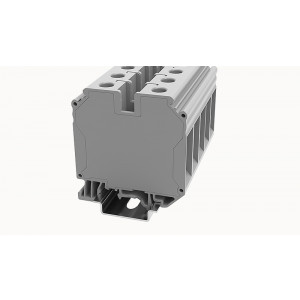 Проходная клемма PC35-01P-11-105Z(H), Проходная клемма, тип фиксации провода: винтовой, номинальное сечение: 35 мм кв., 125A, 1000V, ширина: 15,2 мм, цвет: серый, тип монтажа: DIN35, винтовая перемычка, зажимная клетка: латунь