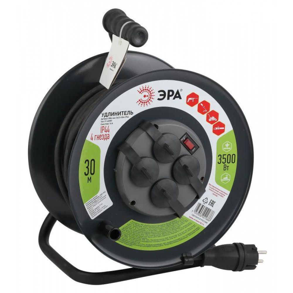 Изображение товара Удлинитель на металлической катушке 30м с 4 розетками 16А IP44