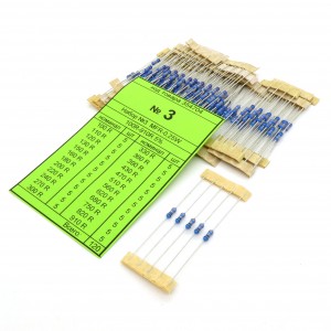 Набор резисторов №3 MFR-25J(F) 100-910, Набор выводных резисторов 0.25W, ряд Е24 ( по 5 шт.) номиналы 100-910 Ом, 5%(1%)