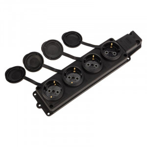 Колодка удлинителя 4-м 16А IP44 230В 2P+PE влагозащ. каучук 111-114-4