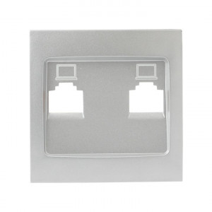Валенсия лицевая панель розетки RJ-45 2-местная сталь EKF PROxima