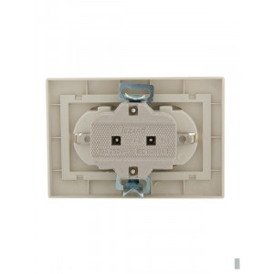 Розетка 2-м СП Mira 16А IP20 с заземл. со вставкой керамика крем. 701-0303-127