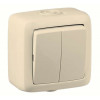 Выключатель двухклавишный наружный слоновая кость IP44 10А ВА10-251-01