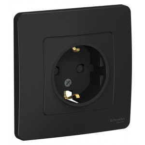 Розетка 1-м СП Blanca 16А IP20 250В с заземл. защ. шторки антрацит SE BLNRS001116