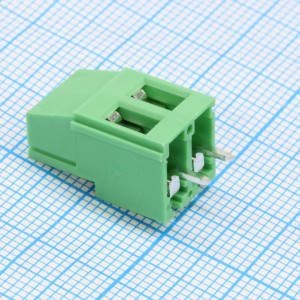 GT129-5.08-02P-14-00, Винтовой клеммный блок c рельефной обоймой, 2 контакта шаг 5.08мм зеленый