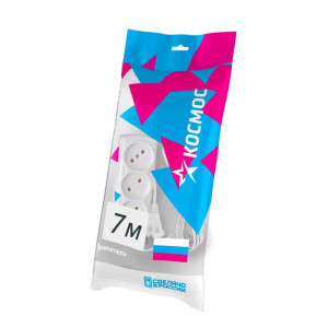 Удлинитель 3х7м 6А IP20 ПВС 2х0.75 YKsm7m-3g(6A)S