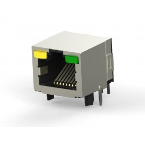 6116075-1, Модульный разъем RJ-45 розетка 8 контактов шаг 2.04мм угловой монтаж в отверстие 12 терминалов 1 порт