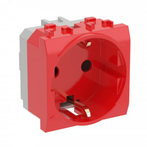 Электрическая розетка, с заземлением, со шторками, красная, 2 мод. 76482R