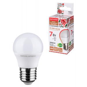Лампа светодиодная FG45-7 Вт-230 В-3000 К–E27 Народная SQ0340-0188