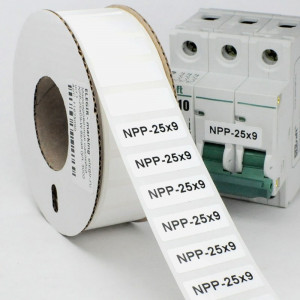 Маркировка прямоугольная NPP-25х09 W, Маркировочная наклейка, для позиционного обозначения электрооборудования в шкафу и маркировки провода, размер 25х9 мм, цвет белый, для принтера: RT200, RT230, в упаковке 3000 наклеек