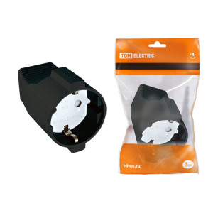 Кабельная розетка 2П+3 с з/ш 16А 250B черная SQ1806-0032