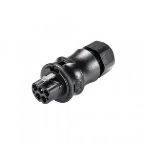 Вилочный разъем на кабель RST20I5S S1 ZR1 V SW, Вилочный разъем на кабель диам. 6-10 мм, IP68(69k), 5 полюсов, винтовая фиксация провода, номинальные характеристики: 250/400V, 20A, цвет: черный, серия RST Classic