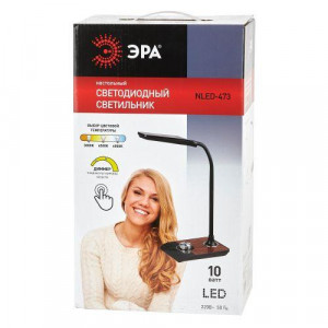 Светильник NLED-473-10W-BK настол. черн. с деревом ЭРА Б0033305