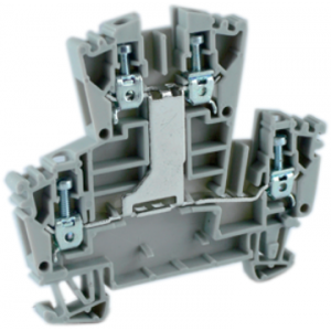 Этажная клемма UKJ-W2.5/2X2, Этажная клемма, 2 этажа, межэтажное соединение, тип фиксации провода: винтовой, номинальное сечение: 2,5 мм кв., 24A, 400V, ширина: 5,2 мм, цвет: серый, тип монтажа: DIN35