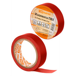 Изолента ПВХ 0,13х15мм Красная 5м SQ0526-0073