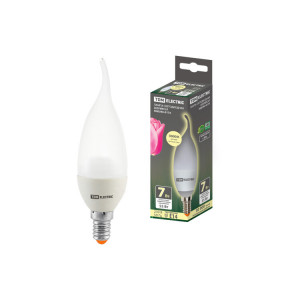 Лампа светодиодная WFC37-7 Вт-230 В -3000 К–E14 (свеча на ветру) SQ0340-0173