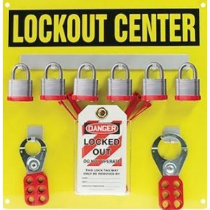 PSL-1009, Таблички и промышленные предупредительные знаки LOCKOUT, 6 PADLOCK ALUM BRD KIT 14X14IN
