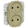 FLITE Розетка 2-местная без заземления без защитных шторок безвинтовое крепление 10А РС02-1-ФлО оливковый IEK FI-R20-10-1-K26