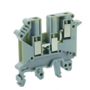 Проходная клемма UKHV-4/1X2, Проходная клемма, 3 точки подключения, тип фиксации провода: винтовой, номинальное сечение: 4 мм кв., 32A, 1000V, ширина: 6,2 мм, цвет: серый, тип монтажа: DIN35