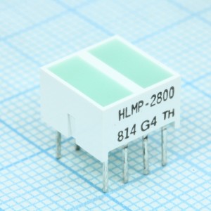 HLMP-2800, Светодиодный модуль 2хLEDх8,89х3,81мм/зеленый/572нм/5-25мкд/белый матовый