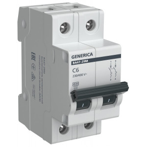 Автоматический выключатель ВА47-29М 2P 6А 4,5кА C MVA21-2-006-C-G