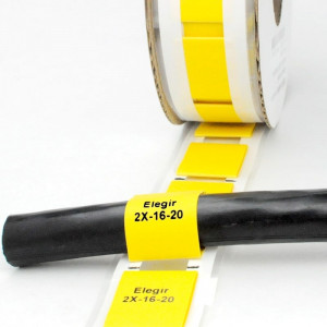 Маркер плоский MFSS-2X-16-20-Y, Маркер термоусадочный, для маркировки и изоляции проводов и кабелей, длина 20 мм, диаметр провода: 8 - 16 мм, цвет желтый, для принтера: RT200, RT230, в упаковке 250 маркеров