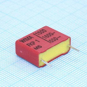 FKP1T011504D00JSSD, Конденсатор металлоплёночный полипропиленовый 0.0015uF ±5% 1600VDC/650VAC (18.0 X 7 X 14mm) радиальный 15mm россыпь