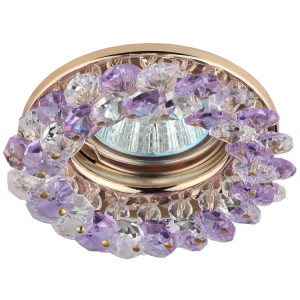 DK16 GD/WH/PU Светильник декор "круглый с мелкими хрусталиками" золото/прозрачный фиолетовый C0043796