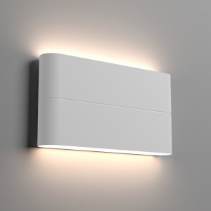 Светильник SP-Wall-170WH-Flat-12W Warm White 020802, Накладной настенный светильник 2x6Вт, белый алюминиевый корпус, матовый рассеиватель из поликарбоната. Цвет ТЕПЛЫЙ БЕЛЫЙ 3000K, св.поток 950лм, CRI(Ra)>80, угол 120°, свет вверх-вниз. Размер 170x90x28мм. IP54. Питание AC220-240V, 12Вт, встроенный драйвер.