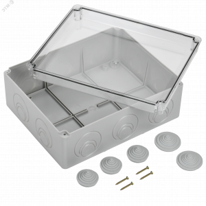 Коробка расп. КМ41276 о/п 240х195х90мм прозр. кр. IP55 UKO10-240-195-090-K51-55