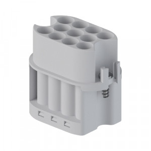 Вилочная контактная вставка MOT STC 2 10 69, Вилочная контактная вставка, обжимная фиксация, 10 полюсов + PE, типоразмер Size MOT, 690V, 16A, (обжимные контакты поставляются отдельно)