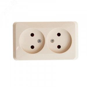 Розетка 2-м ОП Этюд 16А IP20 250В без заземл. без защ. шторок крем. SE PA16-005K