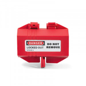 gwrD41, Блокиратор штепсельных разъемов малый, полипропилен, 89х51х51 мм, цвет – красный, 1 шт/упак