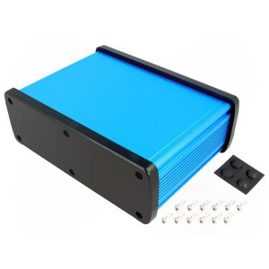 ALUG708BU120, Алюминиевый синий корпус с черными торцевыми панелями