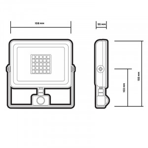 Прожектор светодиодный PFL-C3 SENSOR 20Вт 6500К IP65 ДО закален. прозр. стекло 5026926A
