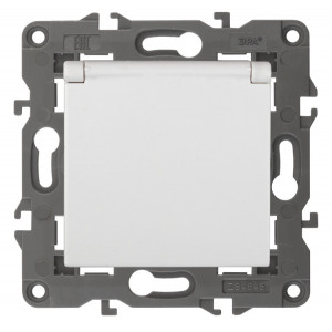 14-2103-01 Розетка 2P+E Schuko со шторками с крышкой, 16A-250В, IP20, Elegance, белый (10/10 Б0034278