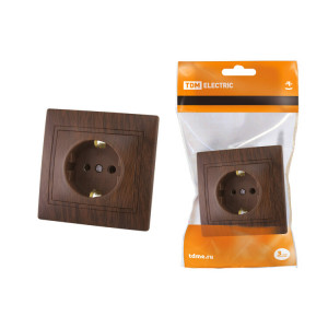 Розетка 2П+З 16А 250В "ЭКО" (бук) "Таймыр" SQ1814-0312