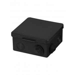 Распаячная коробка ОП 100х100х55мм, крышка, IP54, 8вх., черная, инд. штрихкод SQ1401-0913