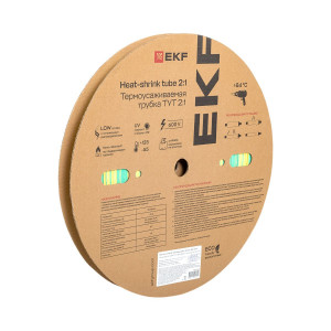 Термоусаживаемая трубка ТУТ нг 16/8 жел-зел рулон PROxima tut-16-yg