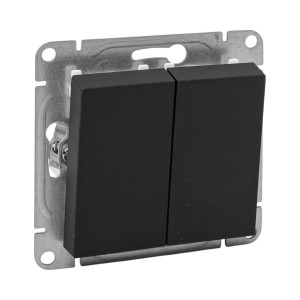 Механизм выключателя, двухклавишный, ч-рный Эпика EKF UP1-SWB-20