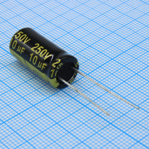 TS13DH2E100MSB0B0R, Конденсатор радиальный 10мкФ 250В 10*20 +105°С